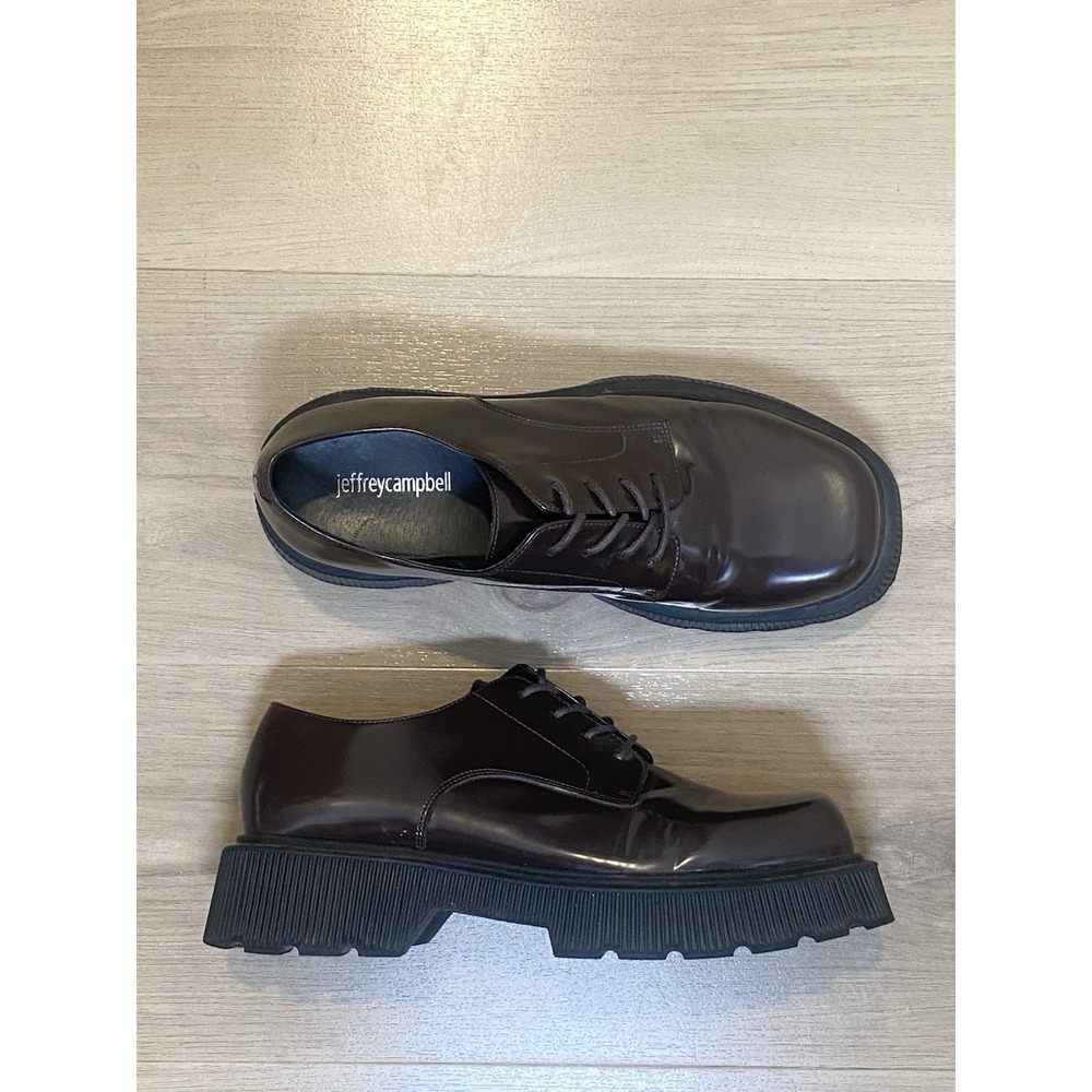 Jeffrey Campbell The Office Platform Lug Sole Grunge Brown Derby Leather Shoes 9